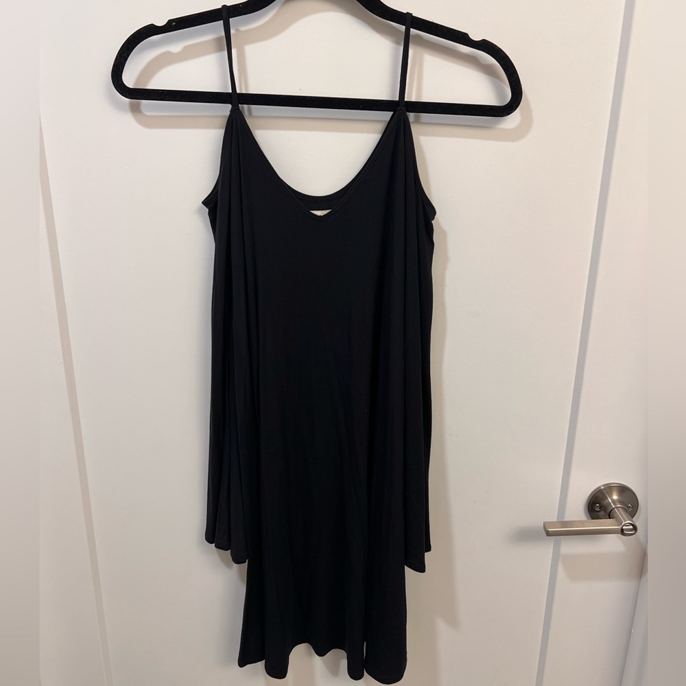 Strappy cold shoulder dress.